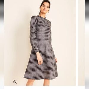 Ann Taylor Plaid Mock Neck Flare Dress